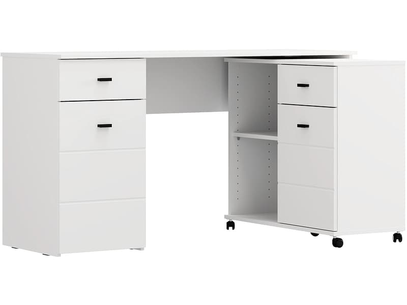 Drehbarer Eckschreibtisch CARDANO 139.5x50.2x76.7cm weiss
