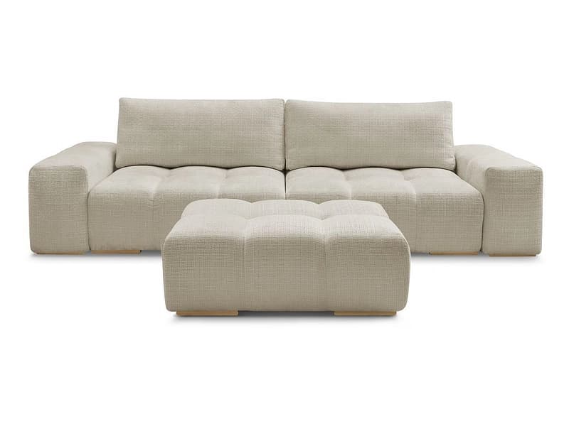 3er Sofa mit Hocker BOBOCHIC ANAKIN Stoff mit Textur beige