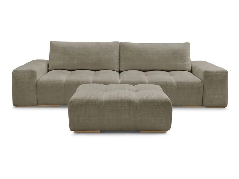 3er Sofa mit Hocker BOBOCHIC ANAKIN Stoff mit Textur taupe