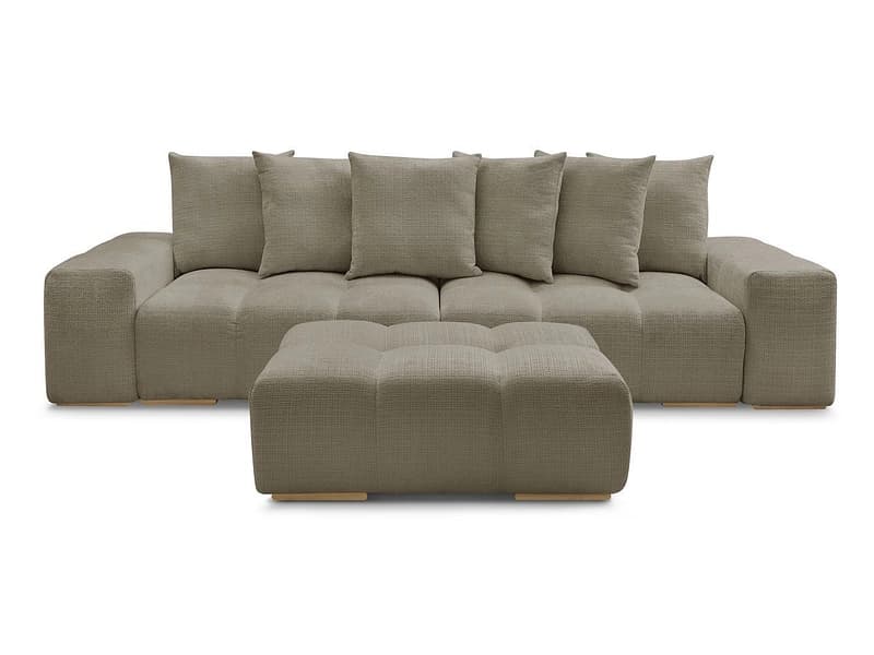 3er Sofa mit Hocker BOBOCHIC ANAKIN Stoff mit Textur taupe