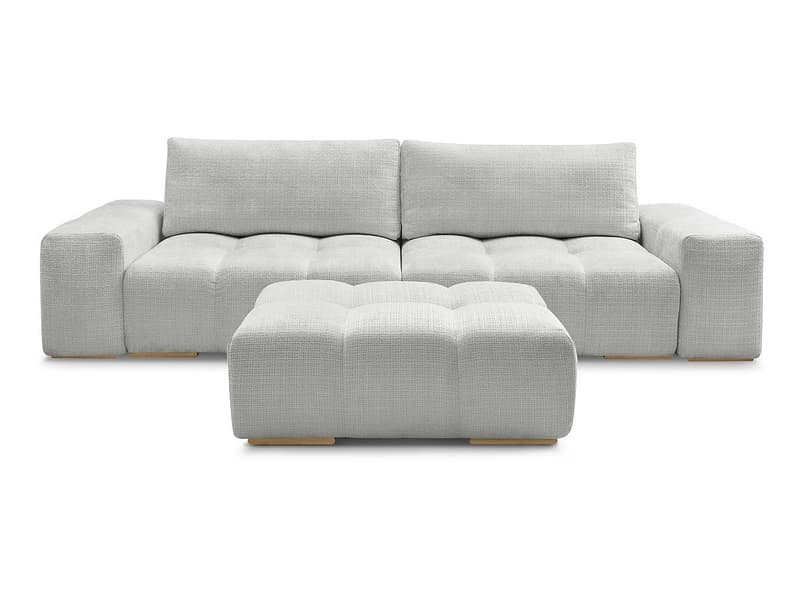 3er Sofa mit Hocker BOBOCHIC ANAKIN Stoff mit Textur hellgrau