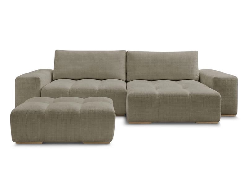 Ecksofa mit Hocker BOBOCHIC ANAKIN Stoff mit Textur taupe