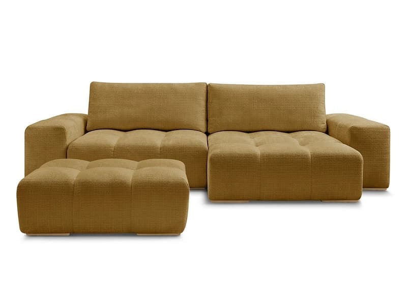 Ecksofa mit Hocker BOBOCHIC ANAKIN Stoff mit Textur gelb