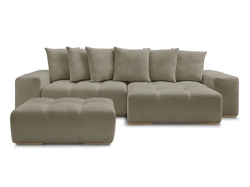 Ecksofa mit Hocker BOBOCHIC ANAKIN Stoff mit Textur taupe