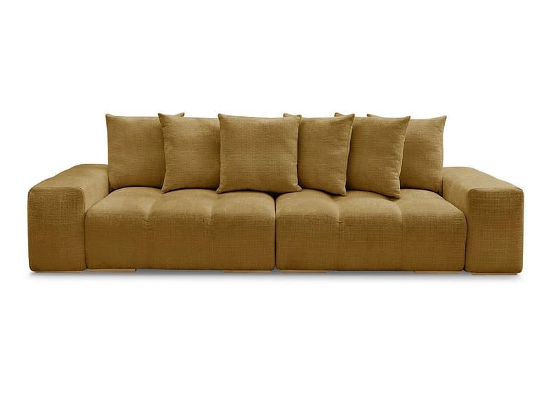 3er Sofa BOBOCHIC ANAKIN Stoff mit Textur gelb