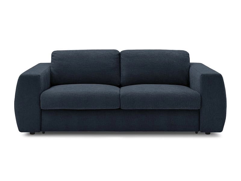 3er Sofa BOBOCHIC HUGO Stoff mit Textur dunkelblau