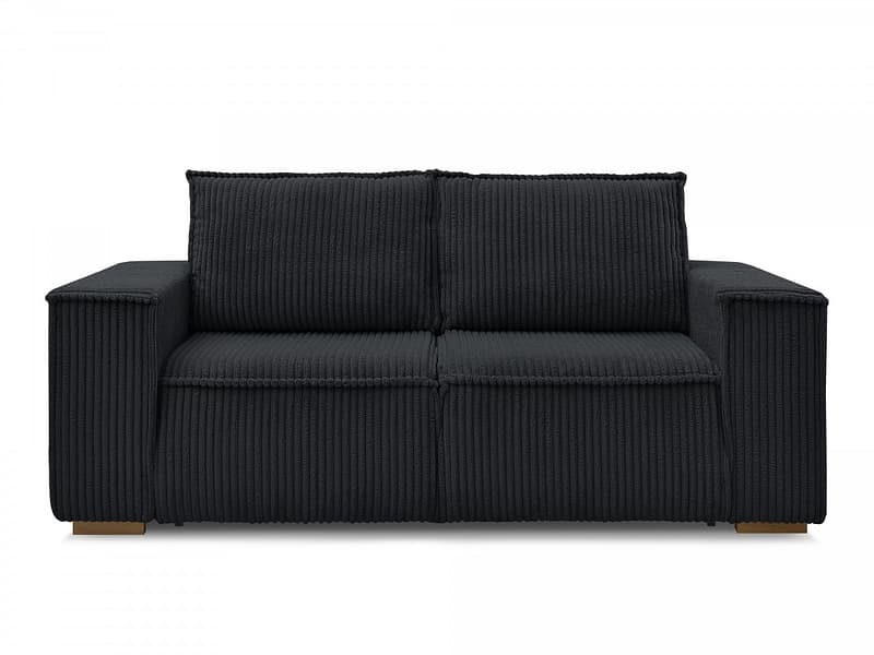 3er Sofa BOBOCHIC CHELSEA Cord-Stoff schwarz