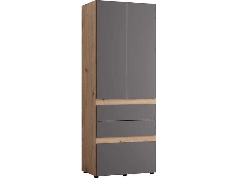 Drehtürenschrank HELSINKI graphite gray 2 Türen 3 Schubladen