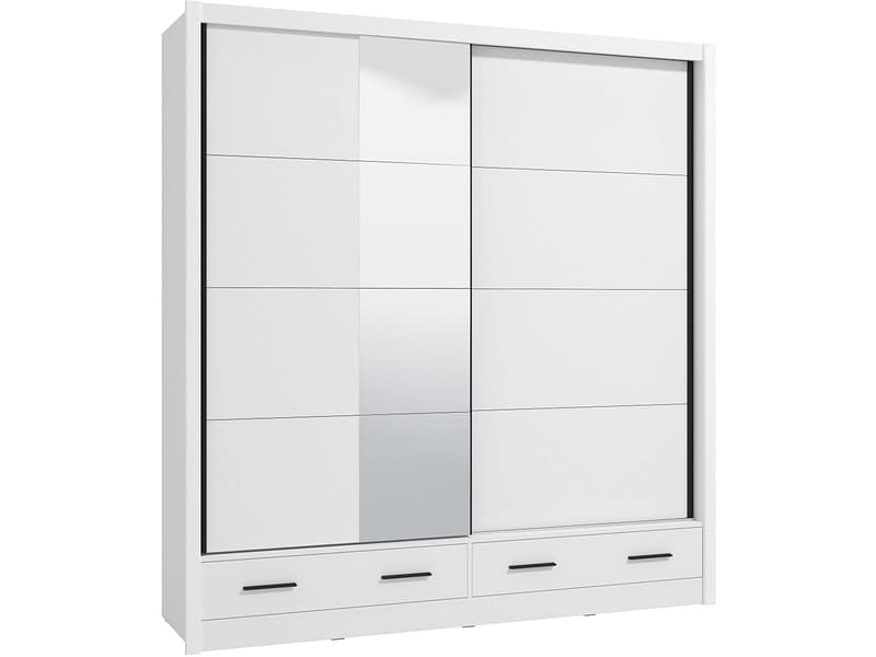 Schwebetürenschrank NANAIMO weiss 2 Türen 2 Schubladen