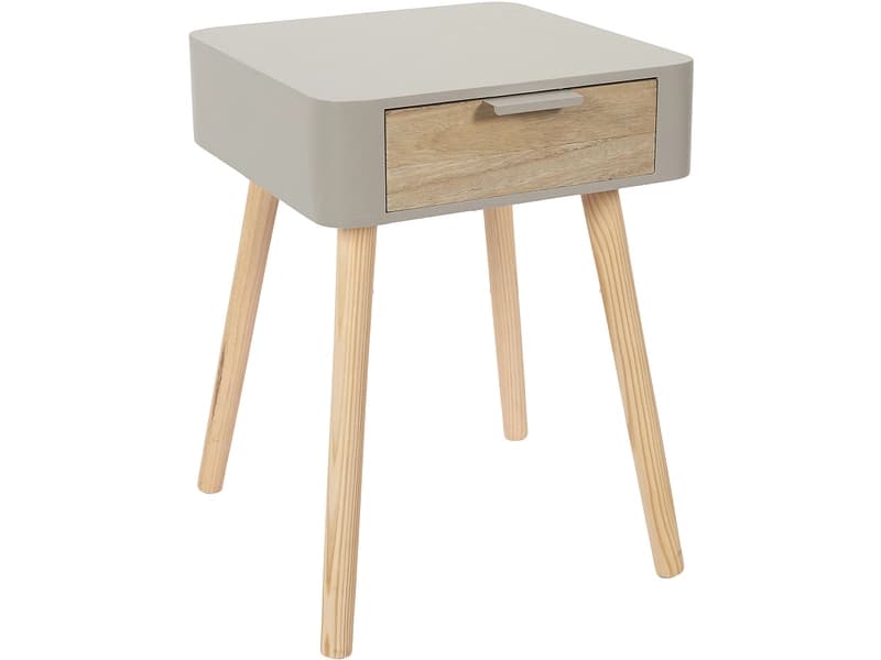 Nachttisch HOME DECO FACTORY ESSENTIEL 1 Schublade 34.8x37x48cm grau massives holz