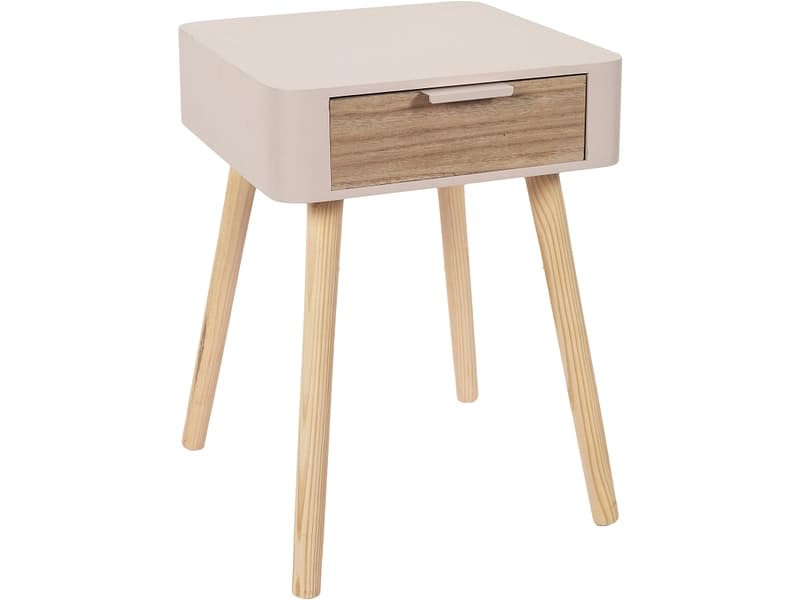 Nachttisch HOME DECO FACTORY ESSENTIEL 1 Schublade 34.8x37x48cm rosa massives holz