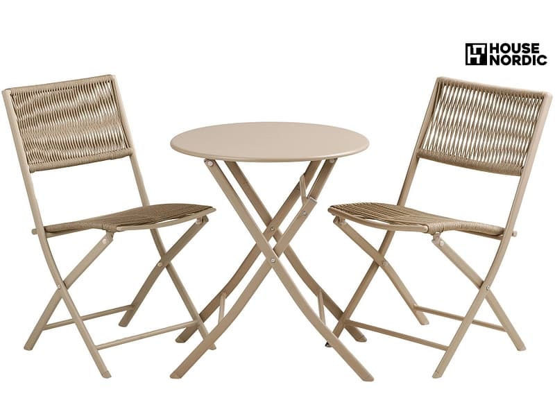 Set Gartentisch und Gartenstühle ARCAS Seil taupe