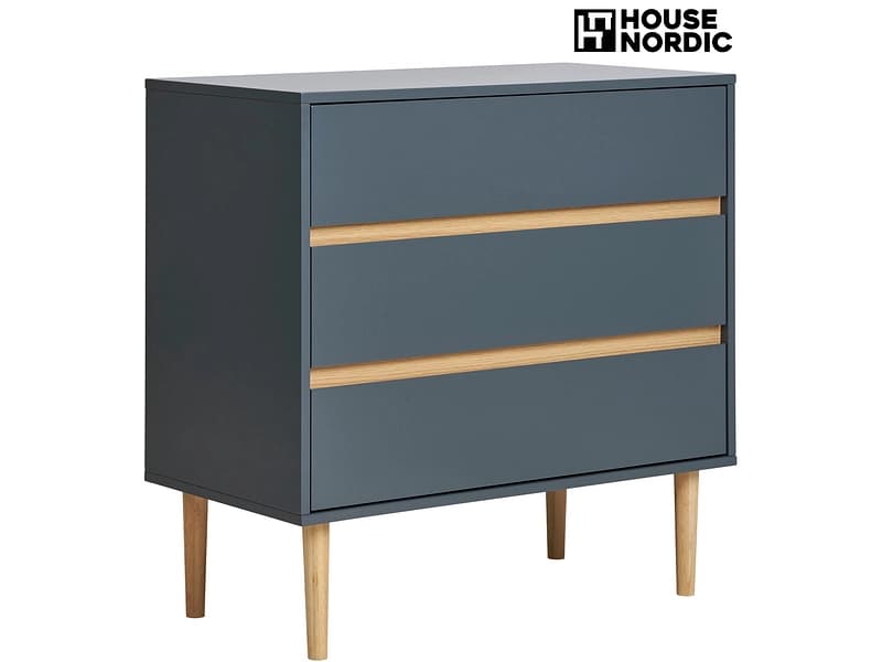 Kommode HOUSE NORDIC BISLEY 3 Türen 3 Schubladen 40x80x80cm dunkelgrau wasserfarbe