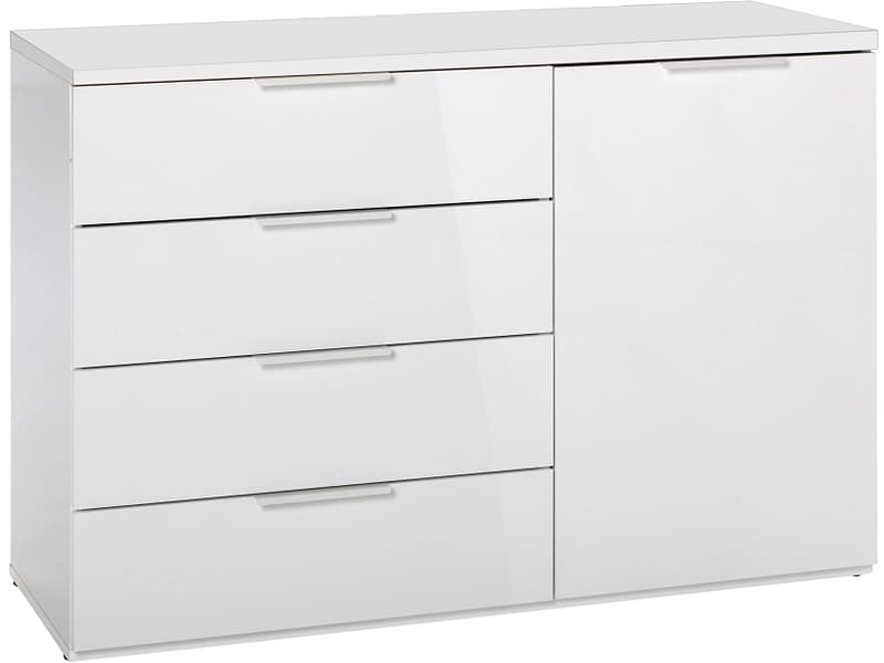 Kommode MUNDI 1 Tür 4 Schubladen 44.4x119.8x82.6cm weiss glänzend melamin / glitzernd