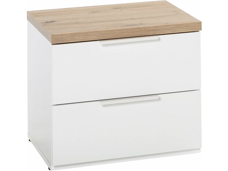 Nachttisch MUNDI 2 Schubladen 49x39.9x44.2cm weiss glänzend glitzernd