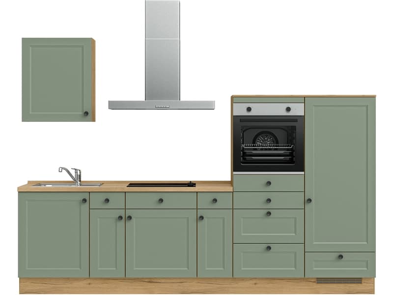 Komplette Küche mit Elektrogeräten MODUSET CASCADA CLASSIC Schilf 60x300cm