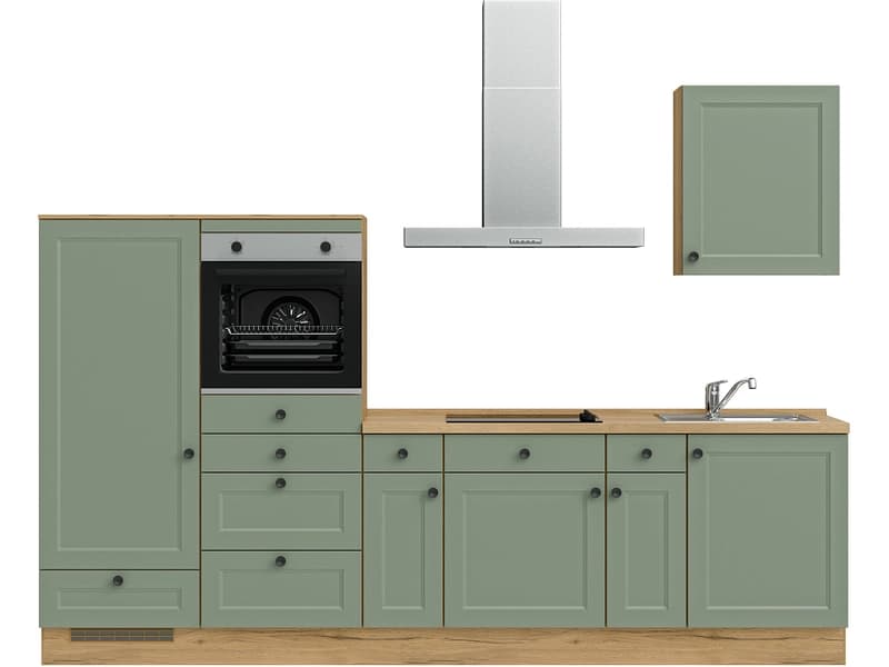 Komplette Küche mit Elektrogeräten MODUSET CASCADA CLASSIC Schilf 60x300cm
