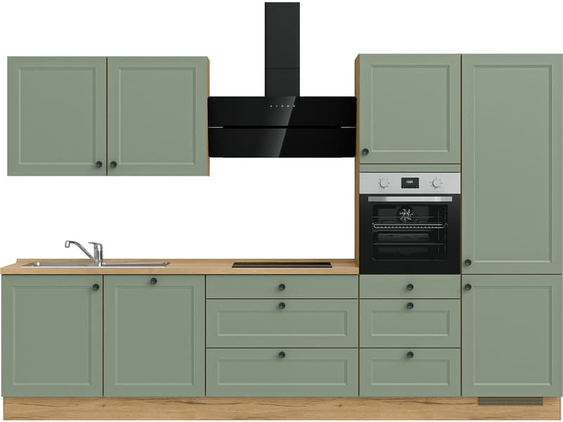 Komplette Küche mit Elektrogeräten MODUSET CASCADA PREMIUM Schilf 60x330cm