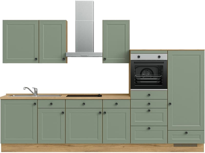 Komplette Küche mit Elektrogeräten MODUSET CASCADA CLASSIC Schilf 60x330cm