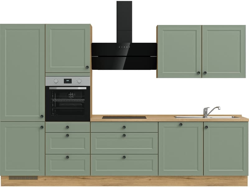 Komplette Küche mit Elektrogeräten MODUSET CASCADA PREMIUM Schilf 60x330cm