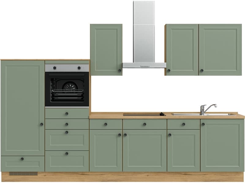Komplette Küche mit Elektrogeräten MODUSET CASCADA CLASSIC Schilf 60x330cm
