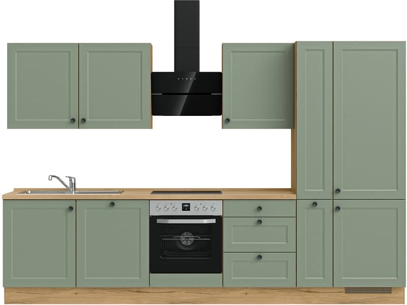 Komplette Küche mit Elektrogeräten MODUSET CASCADA PREMIUM Schilf 60x330cm