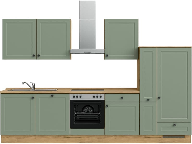 Komplette Küche mit Elektrogeräten MODUSET CASCADA CLASSIC Schilf 60x330cm