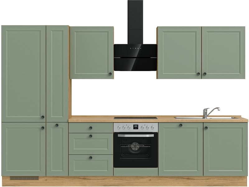 Komplette Küche mit Elektrogeräten MODUSET CASCADA PREMIUM Schilf 60x330cm