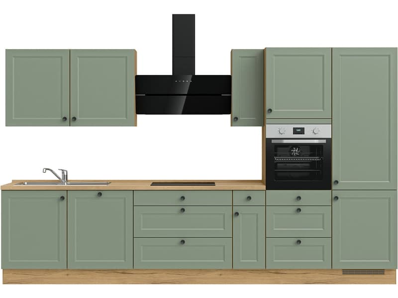 Komplette Küche mit Elektrogeräten MODUSET CASCADA PREMIUM Schilf 60x360cm