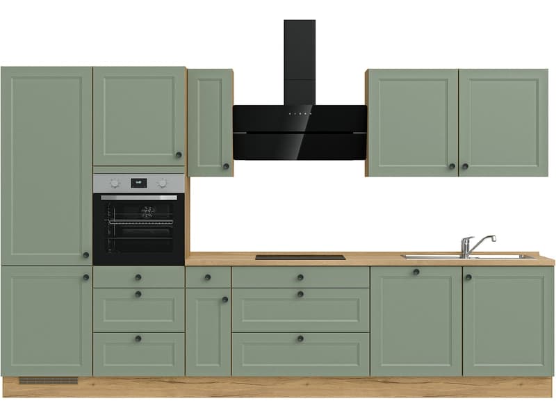 Komplette Küche mit Elektrogeräten MODUSET CASCADA PREMIUM Schilf 60x360cm