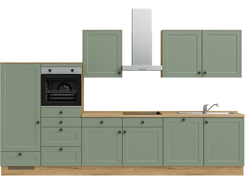 Komplette Küche mit Elektrogeräten MODUSET CASCADA CLASSIC Schilf 60x360cm