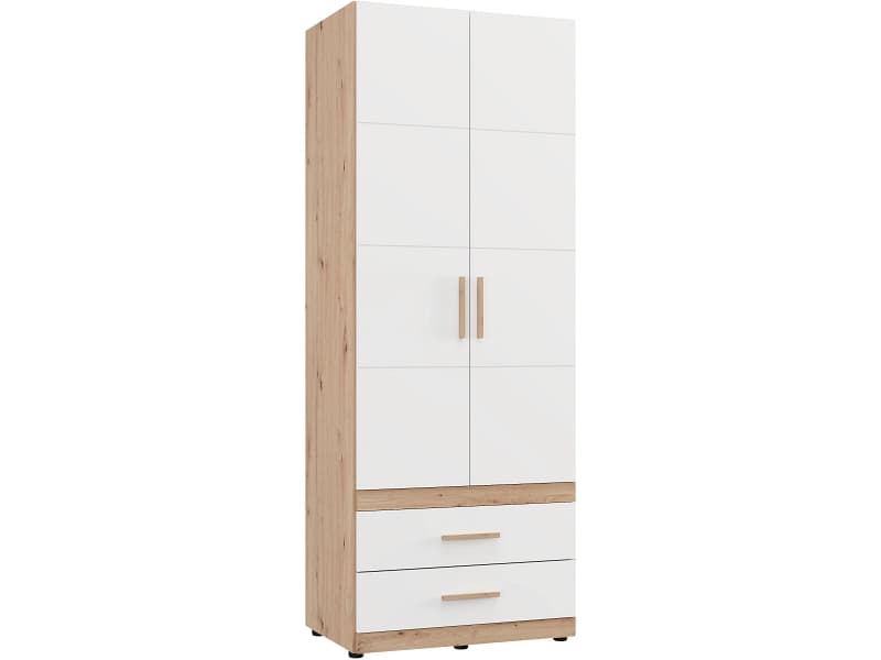 Drehtürenschrank HAMILTON weiss 2 Türen 2 Schubladen