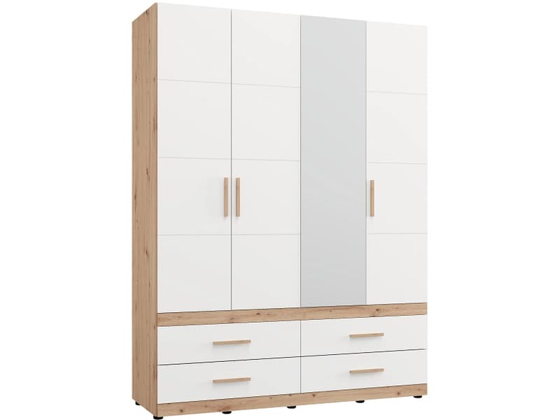 Drehtürenschrank HAMILTON weiss 4 Türen 4 Schubladen