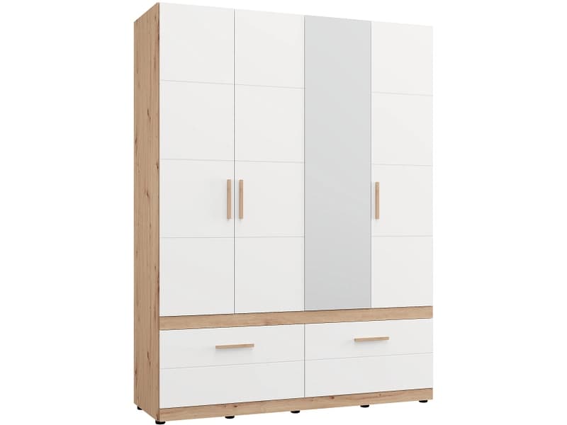 Drehtürenschrank HAMILTON weiss 4 Türen 2 Schubladen