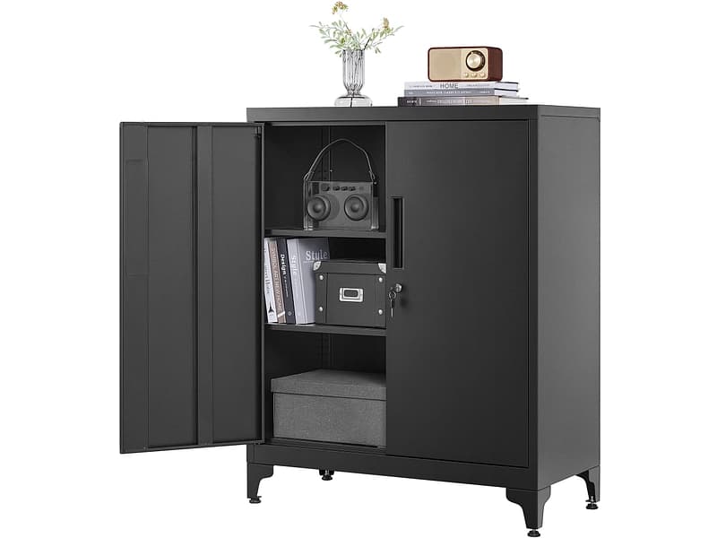 Kommode SONGMICS SADY 2 Türen 40x80x90cm schwarz edelstahl