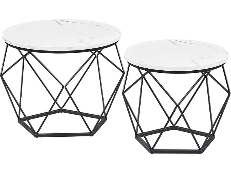 SONGMICS Set für Couchtische RUSTIK 50x50x40cm weiss