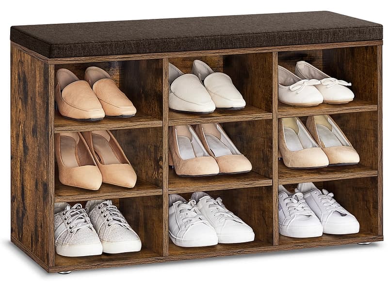 Bank für Schuhe SONGMICS BENCH 9 Paar Schuhe vintage braun