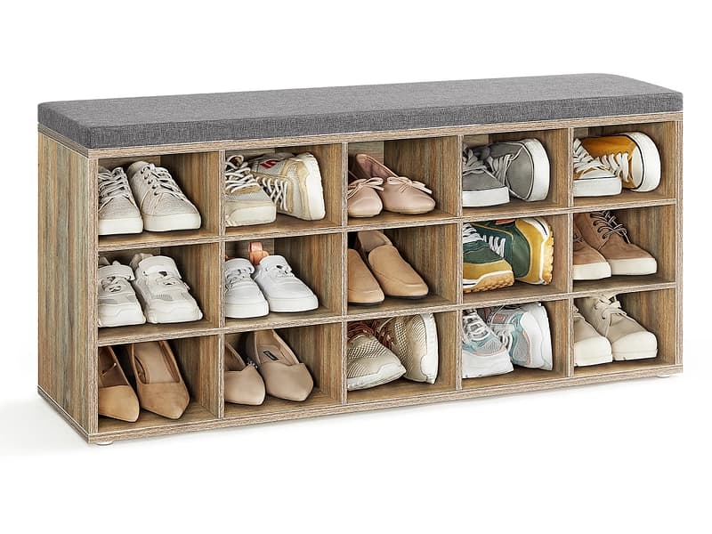 Bank für Schuhe SONGMICS BENCH 15 Paar Schuhe eiche