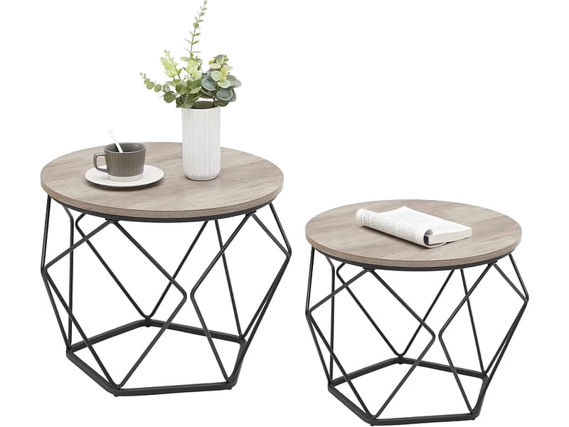 SONGMICS Set für Couchtische RUSTIK 50x50x40cm grau