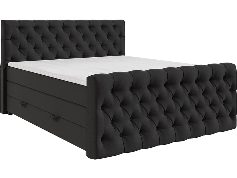 Boxspringbett KINGDOM anthrazit 200x200cm halbfest
