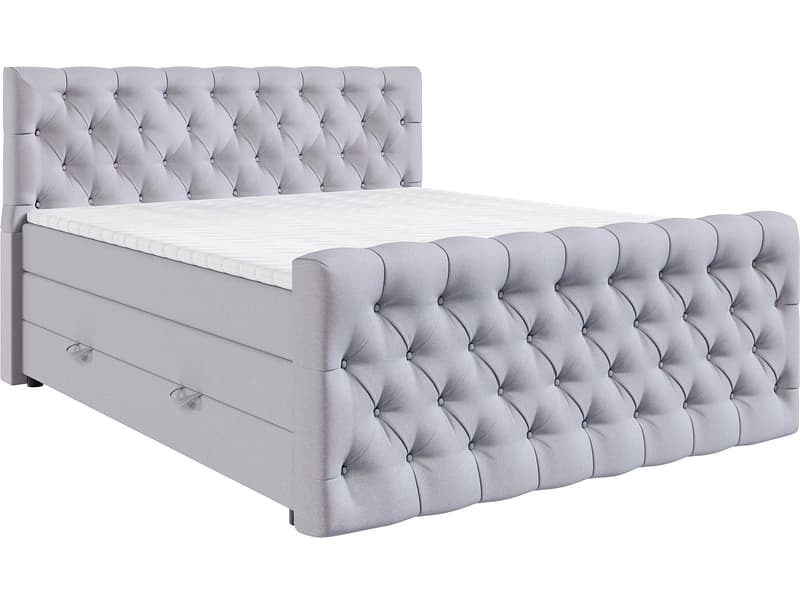 Boxspringbett KINGDOM grau 200x200cm halbfest