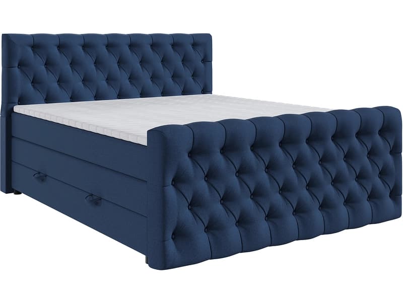 Boxspringbett KINGDOM dunkelblau 200x200cm halbfest