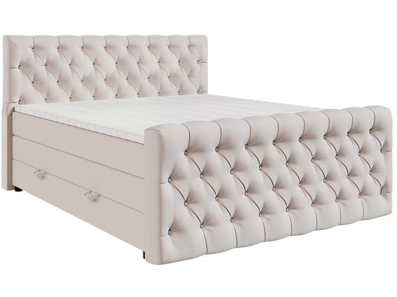 Boxspringbett KINGDOM beige 200x200cm halbfest