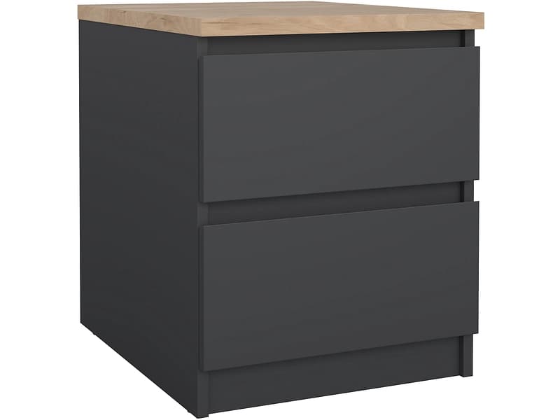 Nachttisch NAIA 2 Schubladen 40.4x50x49.5cm schwarz matt