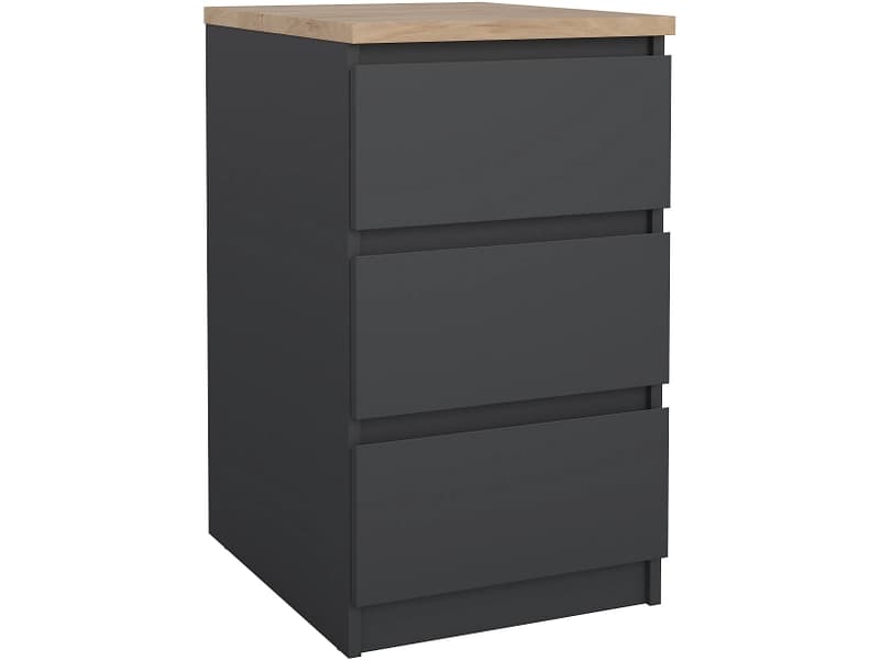 Nachttisch NAIA 3 Schubladen 40.4x50x70.1cm schwarz matt