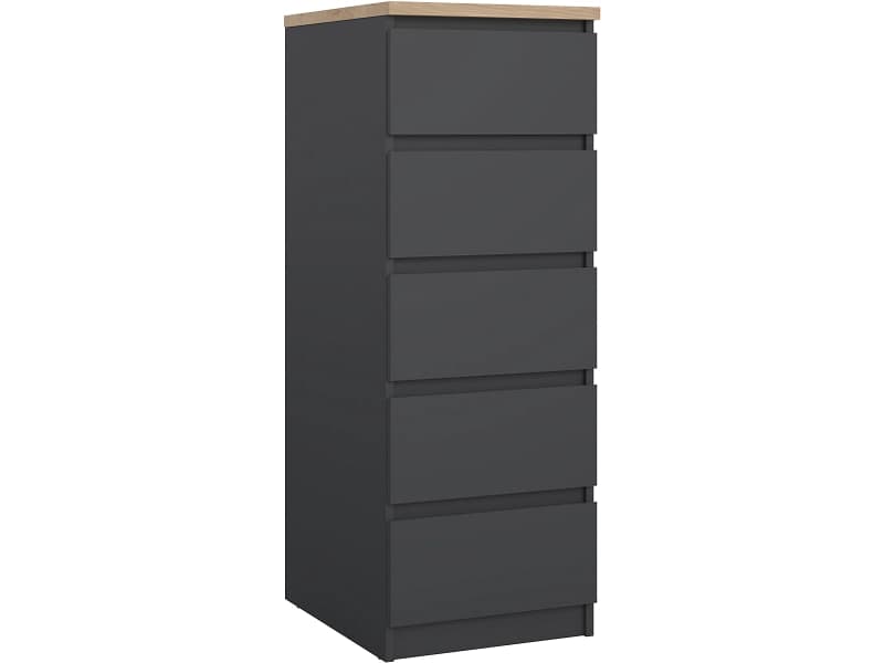 Kommode NAIA 5 Schubladen 50x40.4x111cm schwarz matt