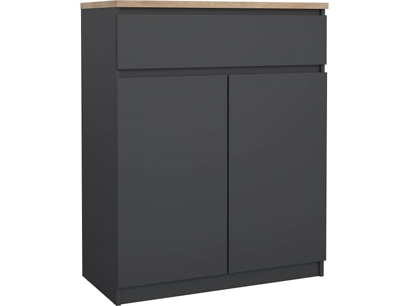 Kommode NAIA 2 Türen 1 Schublade 40x80.4x100.4cm schwarz matt
