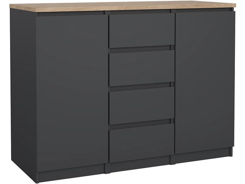 Kommode NAIA 2 Türen 4 Schubladen 50x120.8x90.7cm schwarz matt