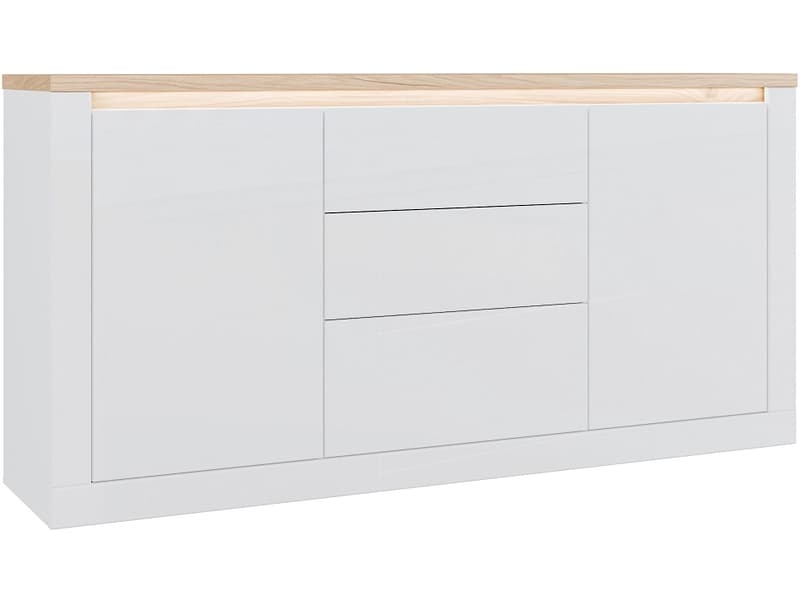 Sideboard DURAOAK 2 Türen 3 Schubladen 41.4x180.5x93.5cm weiss glänzend dekor