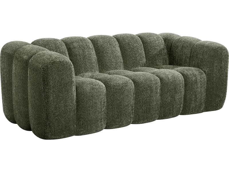 Vakuum-3-Sitzer-Sofa FLOOYO PAOLA Cord-Stoff grün